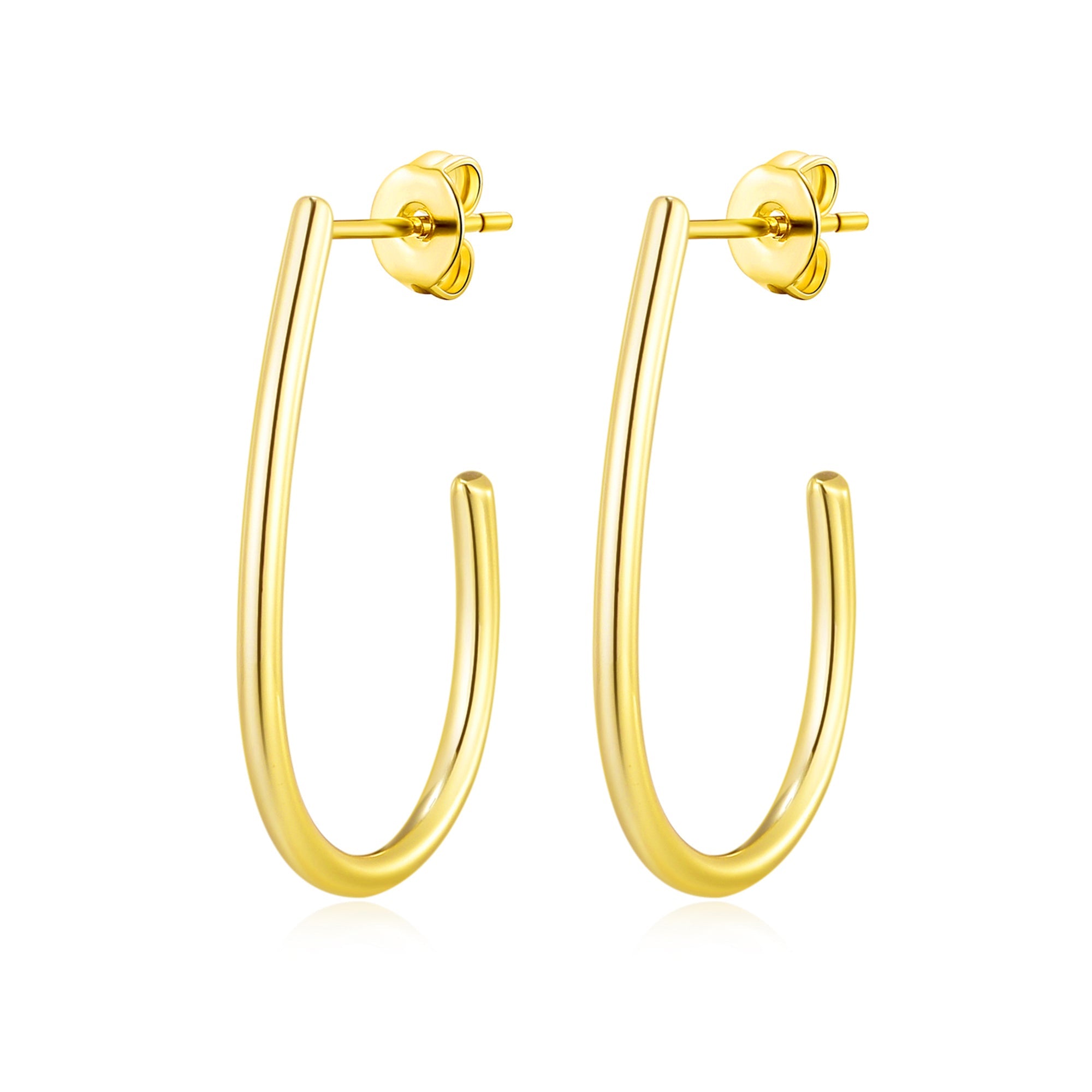 Gold Plated Oval Hoop Earrings - Philip Jones Jewellery