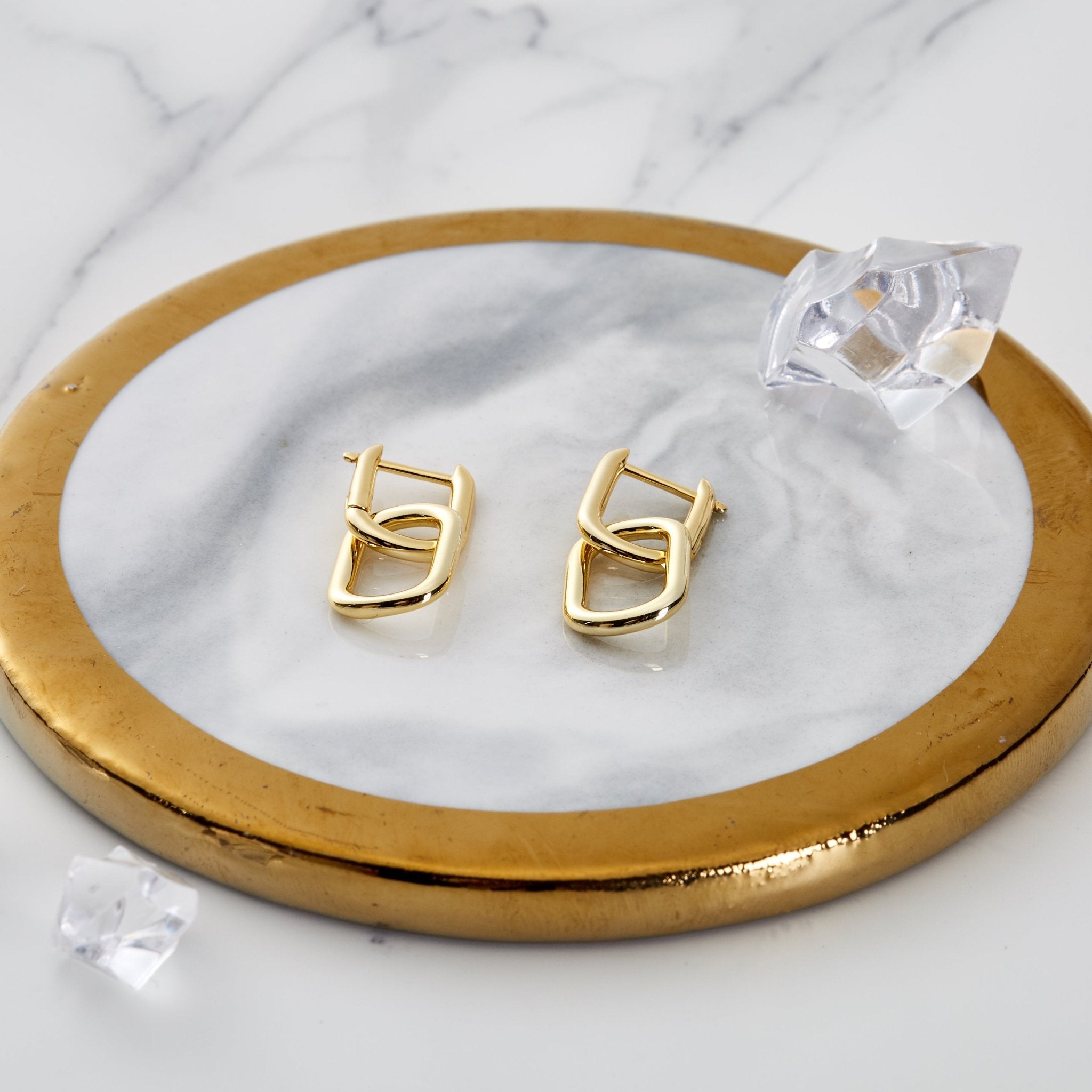 Gold Plated Paperclip Earrings - Philip Jones Jewellery