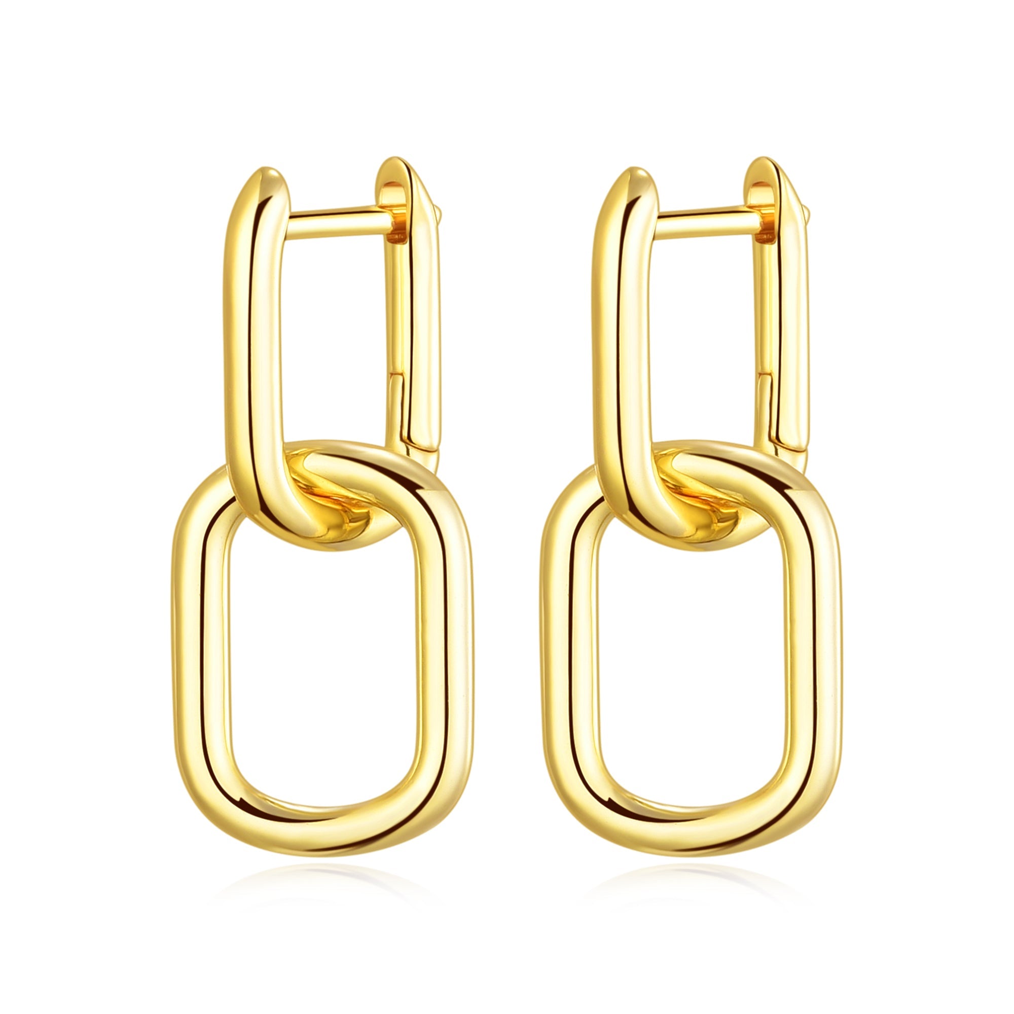 Gold Plated Paperclip Earrings - Philip Jones Jewellery