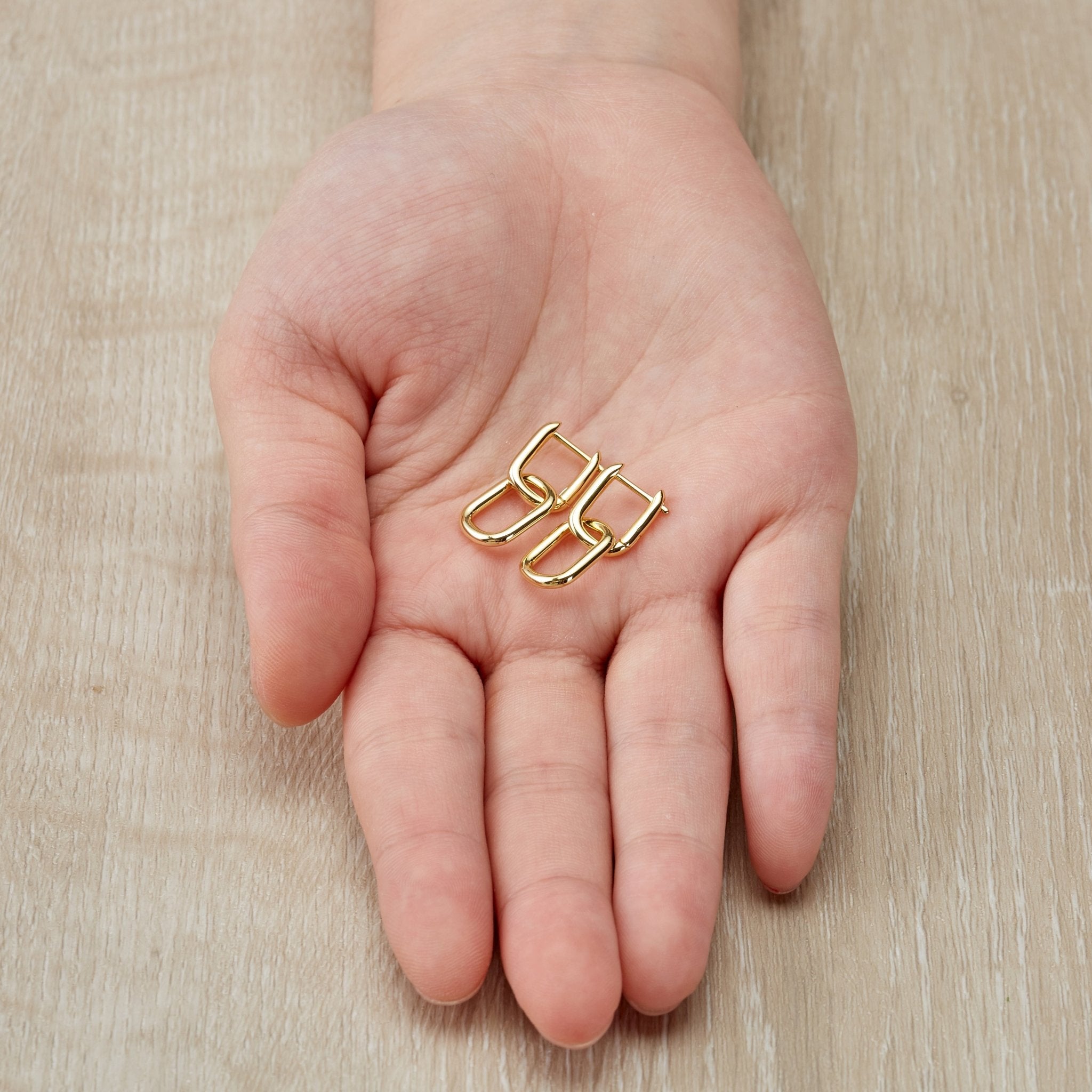 Gold Plated Paperclip Earrings - Philip Jones Jewellery