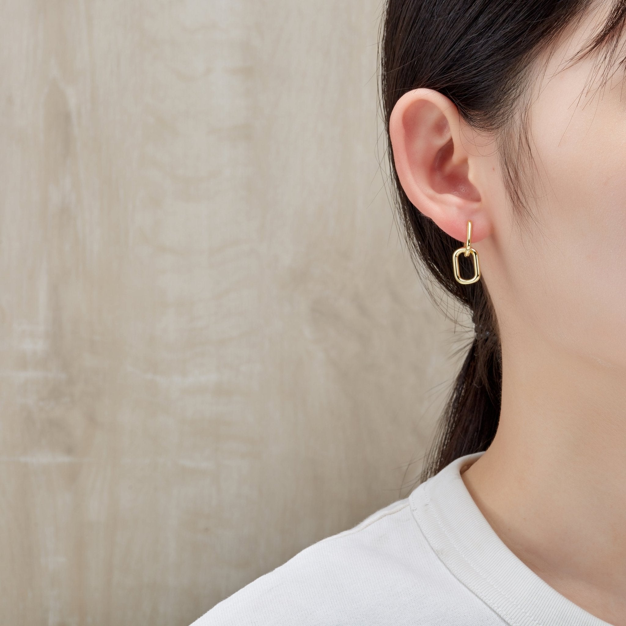 Gold Plated Paperclip Earrings - Philip Jones Jewellery