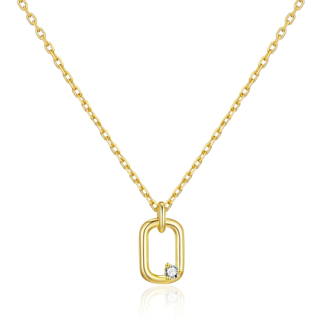Gold Plated Paperclip Necklace Created with Zircondia® Crystals - Philip Jones Jewellery