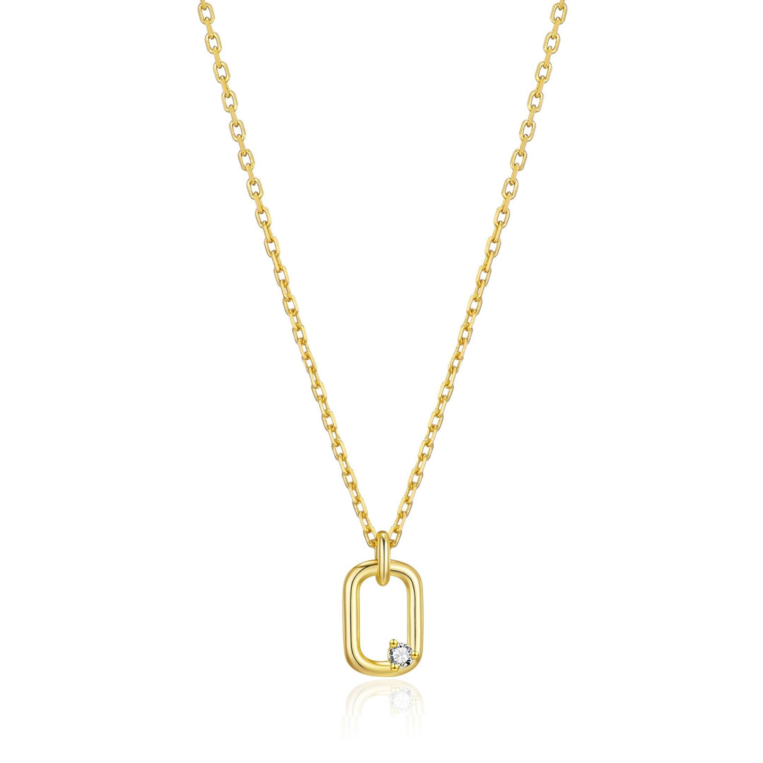 Gold Plated Paperclip Necklace Created with Zircondia® Crystals - Philip Jones Jewellery