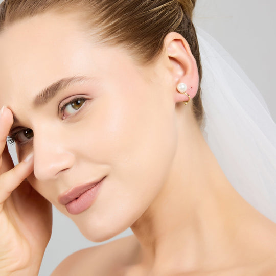 Gold Plated Pearl Clip On Bridal Earrings - Philip Jones Jewellery