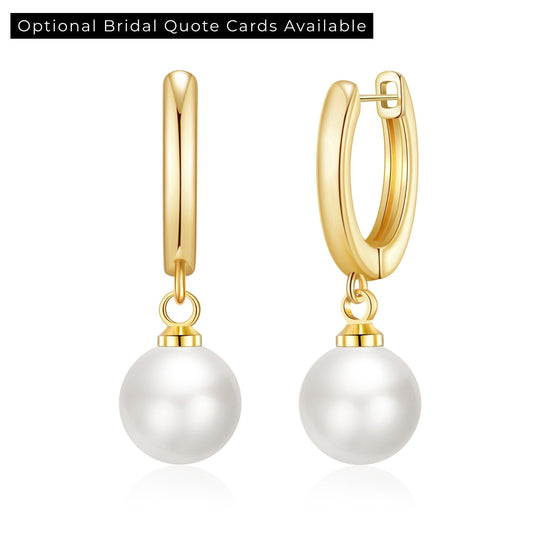 Gold Plated Pearl Drop Bridal Hoop Earrings - Philip Jones Jewellery