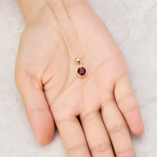 Gold Plated Red Crystal Necklace Created with Zircondia® Crystals - Philip Jones Jewellery