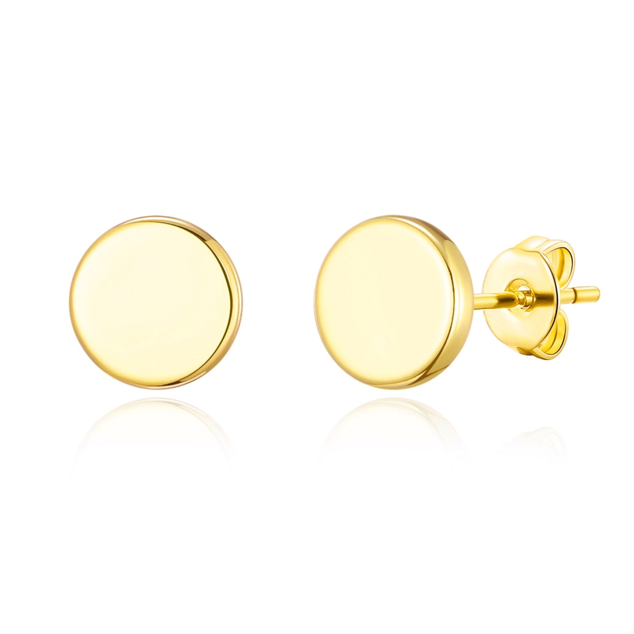 Gold Plated Round Dot Stud Earrings - Philip Jones Jewellery