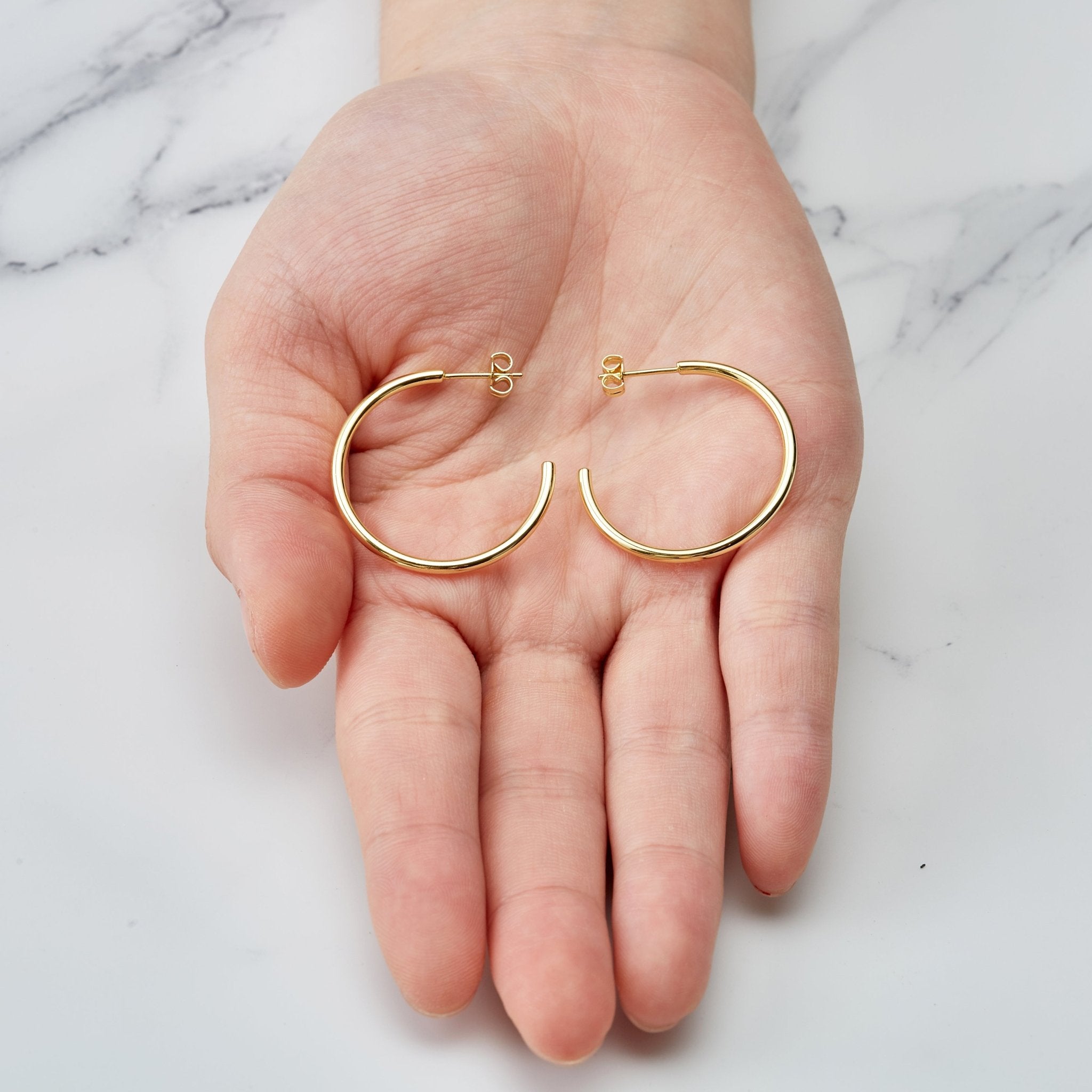 Gold Plated Round Hoop Earrings - Philip Jones Jewellery