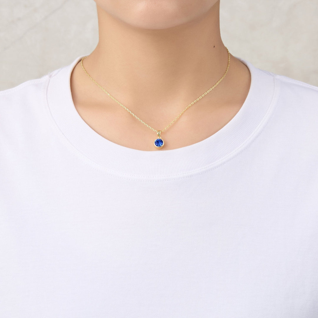 Gold Plated September (Sapphire) Birthstone Necklace & Earrings Set Created with Zircondia® Crystals - Philip Jones Jewellery