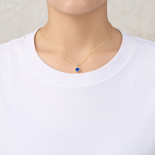 Gold Plated September (Sapphire) Birthstone Necklace & Earrings Set Created with Zircondia® Crystals - Philip Jones Jewellery