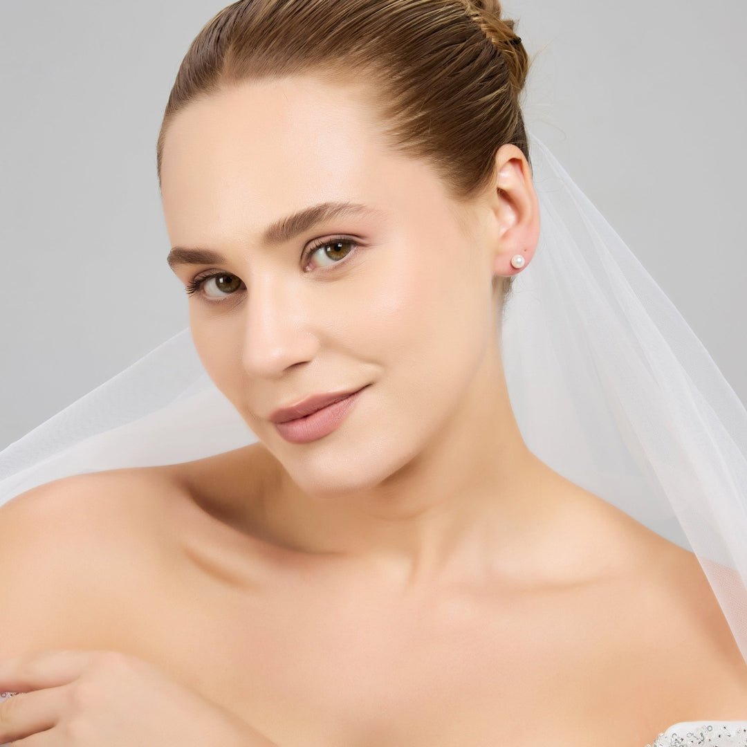 Gold Plated Shell Pearl Bridal Earrings - Philip Jones Jewellery