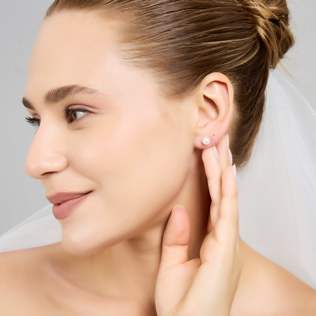 Gold Plated Shell Pearl Bridal Earrings - Philip Jones Jewellery