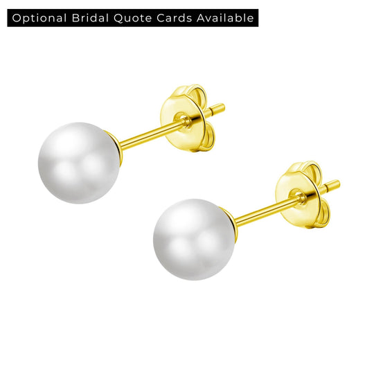 Gold Plated Shell Pearl Bridal Earrings - Philip Jones Jewellery