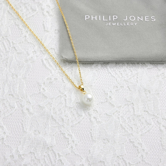 Gold Plated Shell Pearl Bridal Necklace - Philip Jones Jewellery