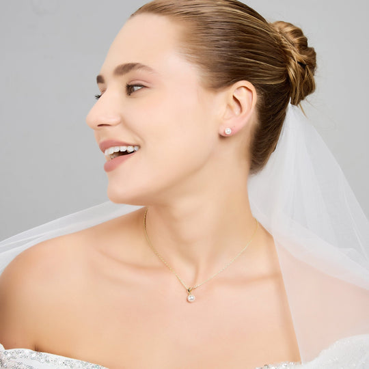 Gold Plated Shell Pearl Bridal Set - Philip Jones Jewellery