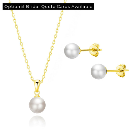 Gold Plated Shell Pearl Bridal Set - Philip Jones Jewellery