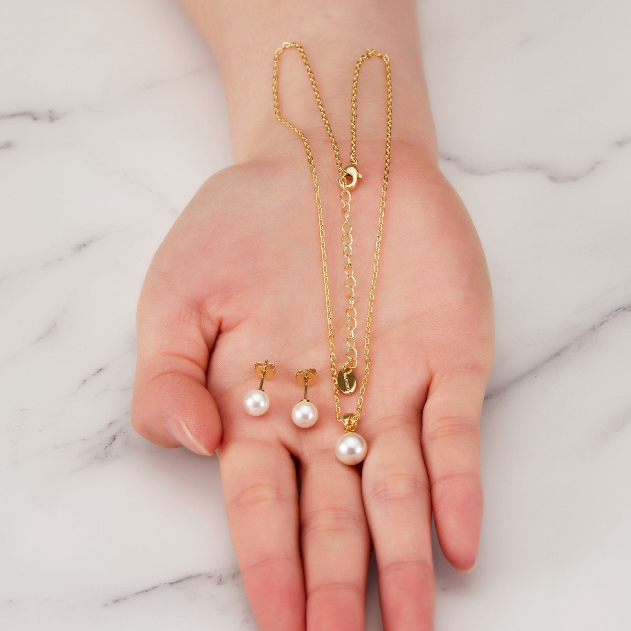 Gold Plated Shell Pearl Set - Philip Jones Jewellery