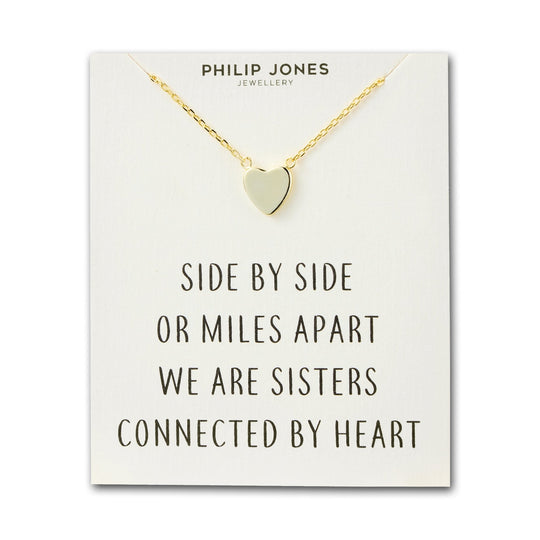 Gold Plated Sister Heart Necklace with Quote Card - Philip Jones Jewellery