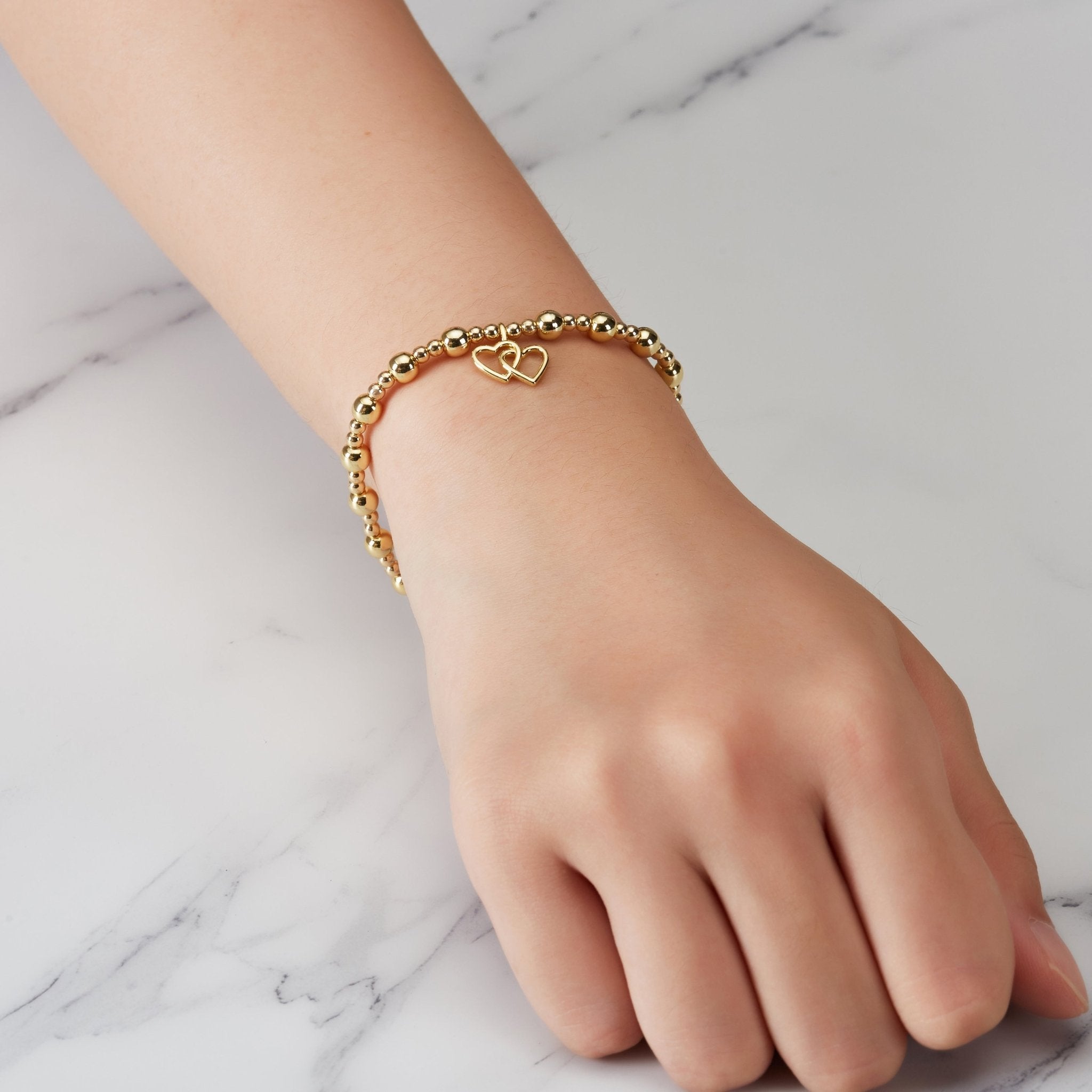 Gold Plated Sister Quote Stretch Bracelet with Gift Box - Philip Jones Jewellery