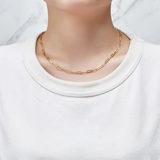 Gold Plated Small Link Paperclip Necklace - Philip Jones Jewellery