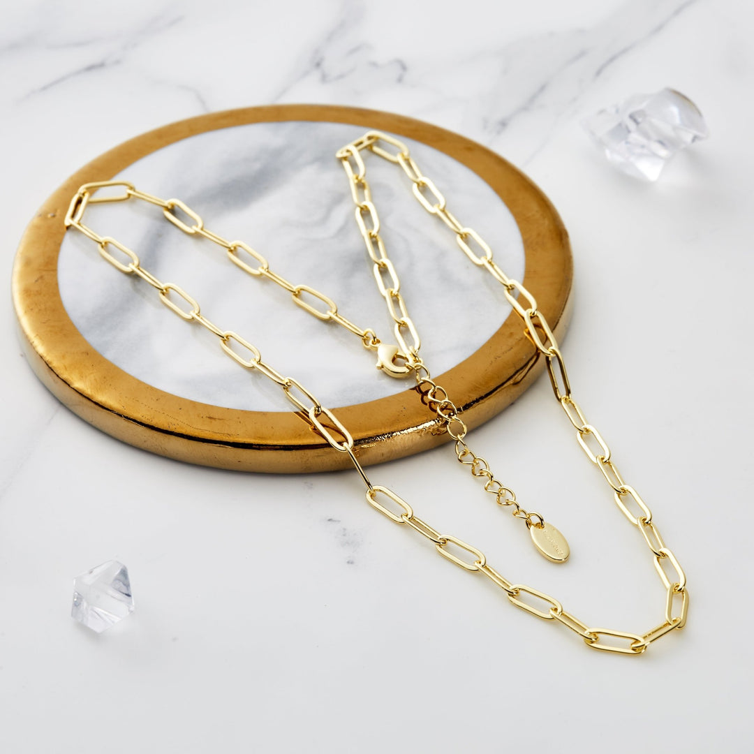 Gold Plated Small Link Paperclip Necklace - Philip Jones Jewellery
