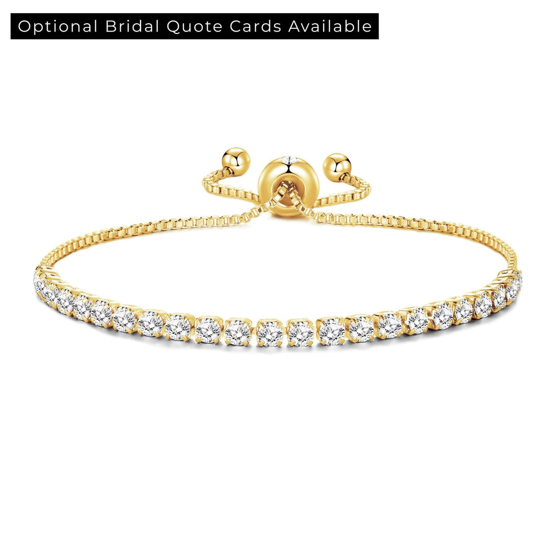 Gold Plated Solitaire Bridal Bracelet Created with Zircondia® Crystals - Philip Jones Jewellery