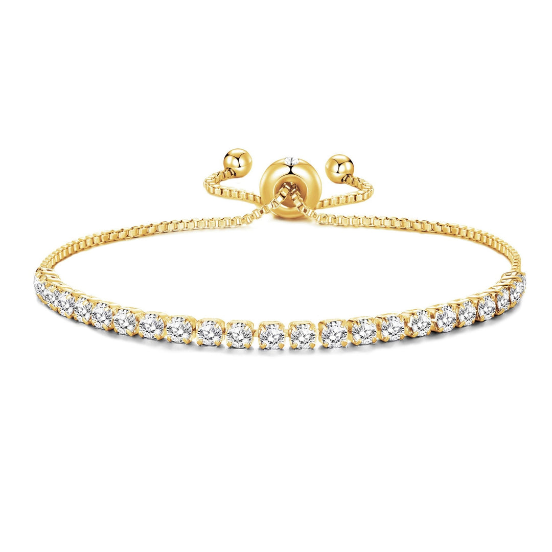 Gold Plated Solitaire Friendship Bracelet Created with Zircondia® Crystals - Philip Jones Jewellery