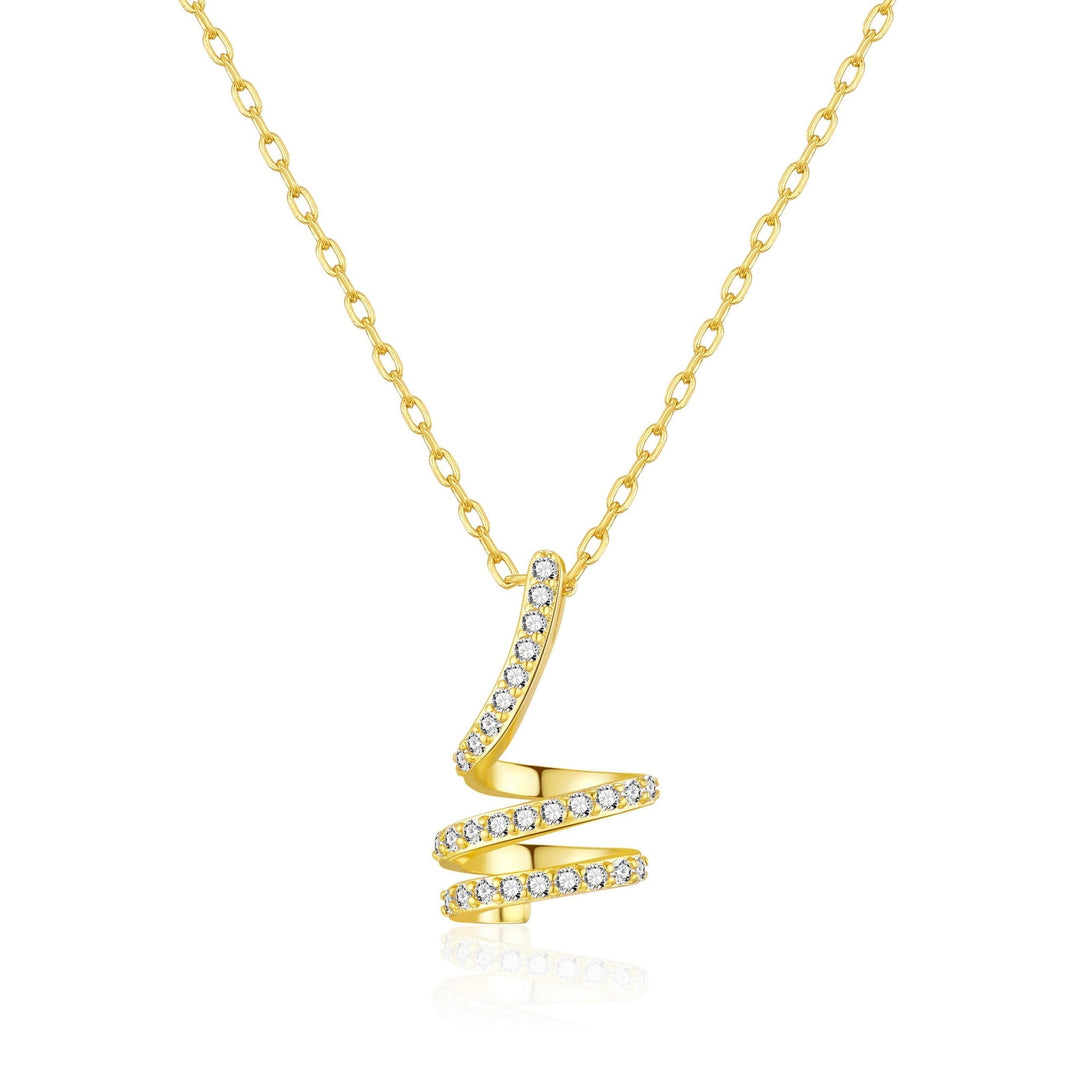 Gold Plated Spiral Twist Necklace Created with Zircondia® Crystals - Philip Jones Jewellery