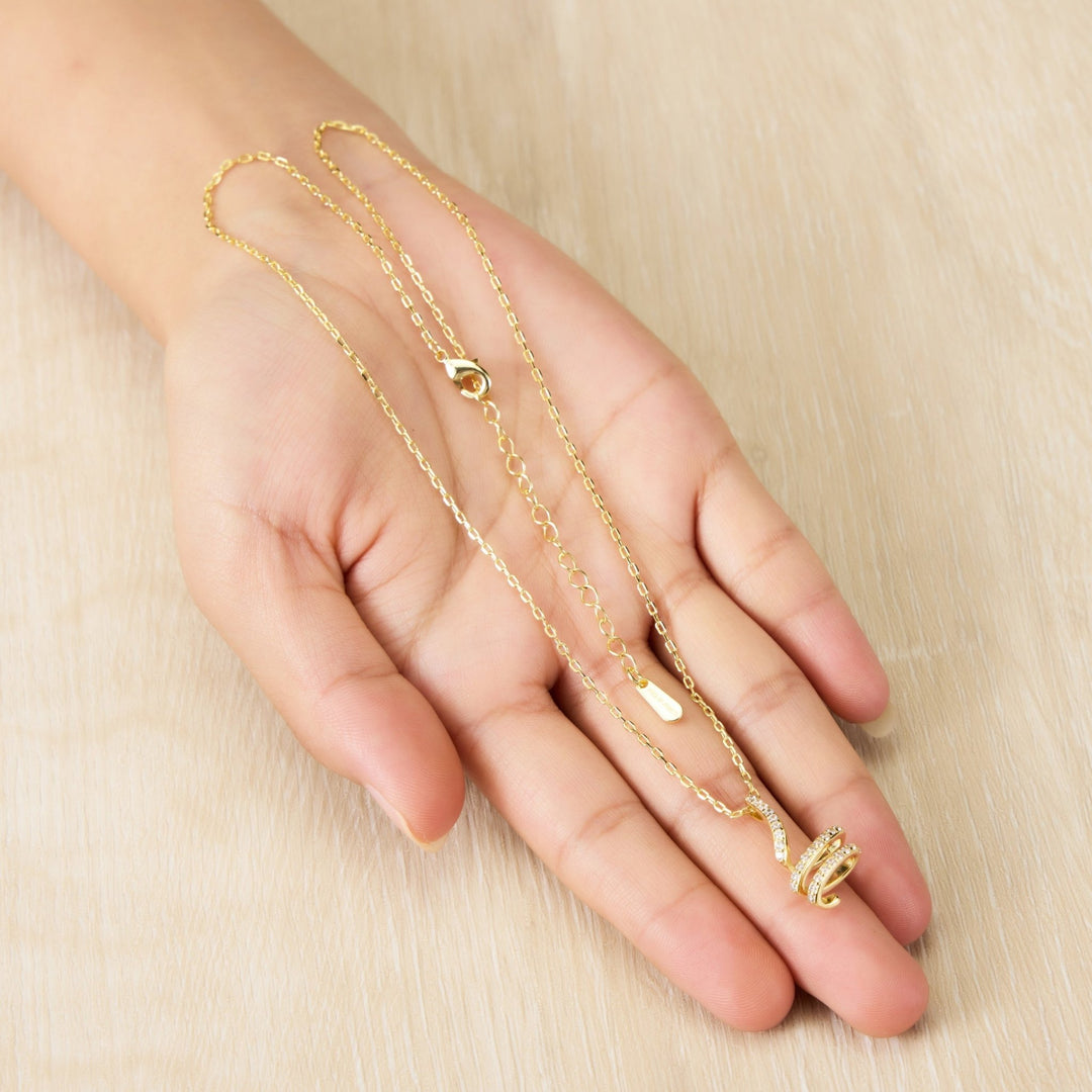 Gold Plated Spiral Twist Necklace Created with Zircondia® Crystals - Philip Jones Jewellery