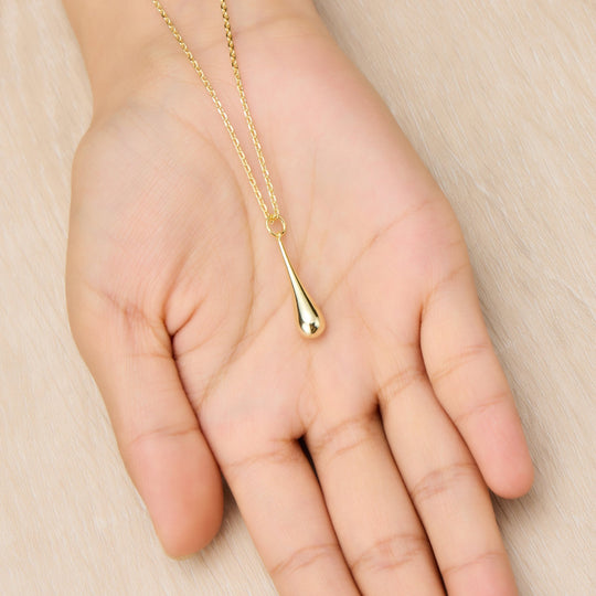 Gold Plated Teardrop Necklace - Philip Jones Jewellery