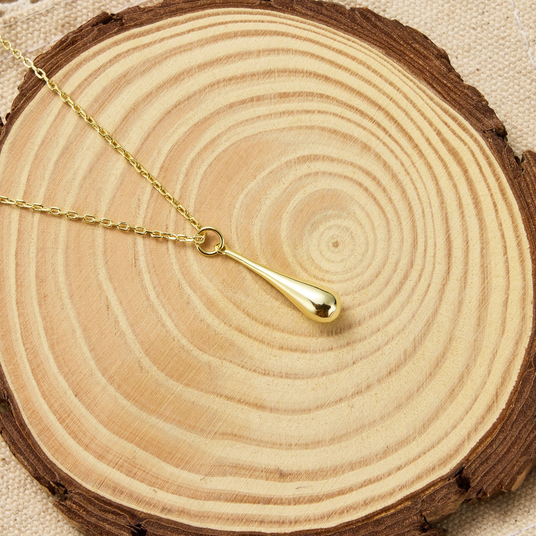 Gold Plated Teardrop Necklace - Philip Jones Jewellery