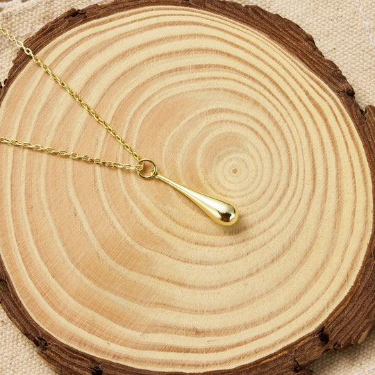 Gold Plated Teardrop Necklace - Philip Jones Jewellery
