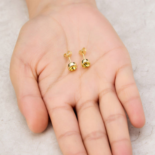 Gold Plated Yellow Stud Earrings Created with Zircondia® Crystals - Philip Jones Jewellery