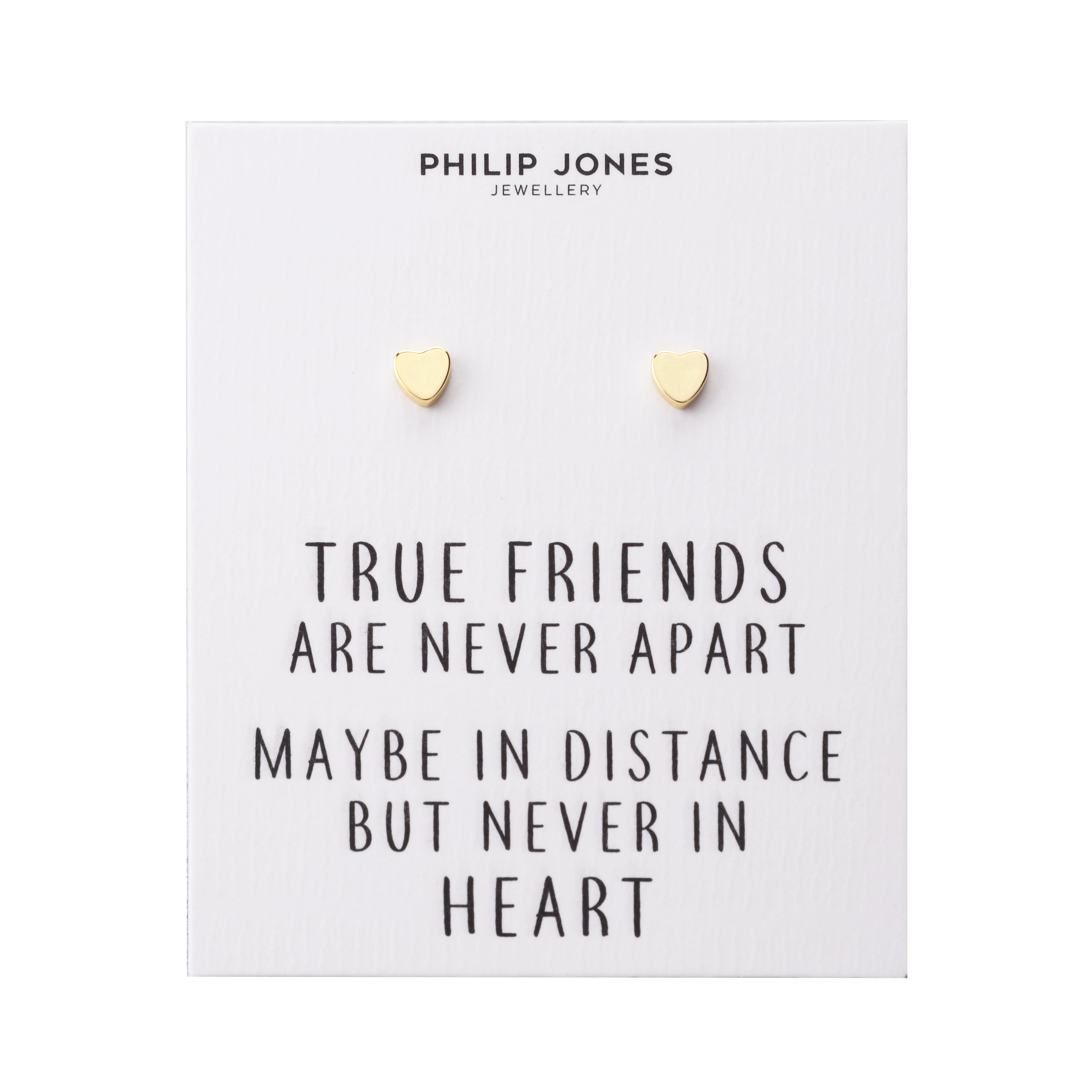 Gold Plated Heart Stud Earrings with Quote Card