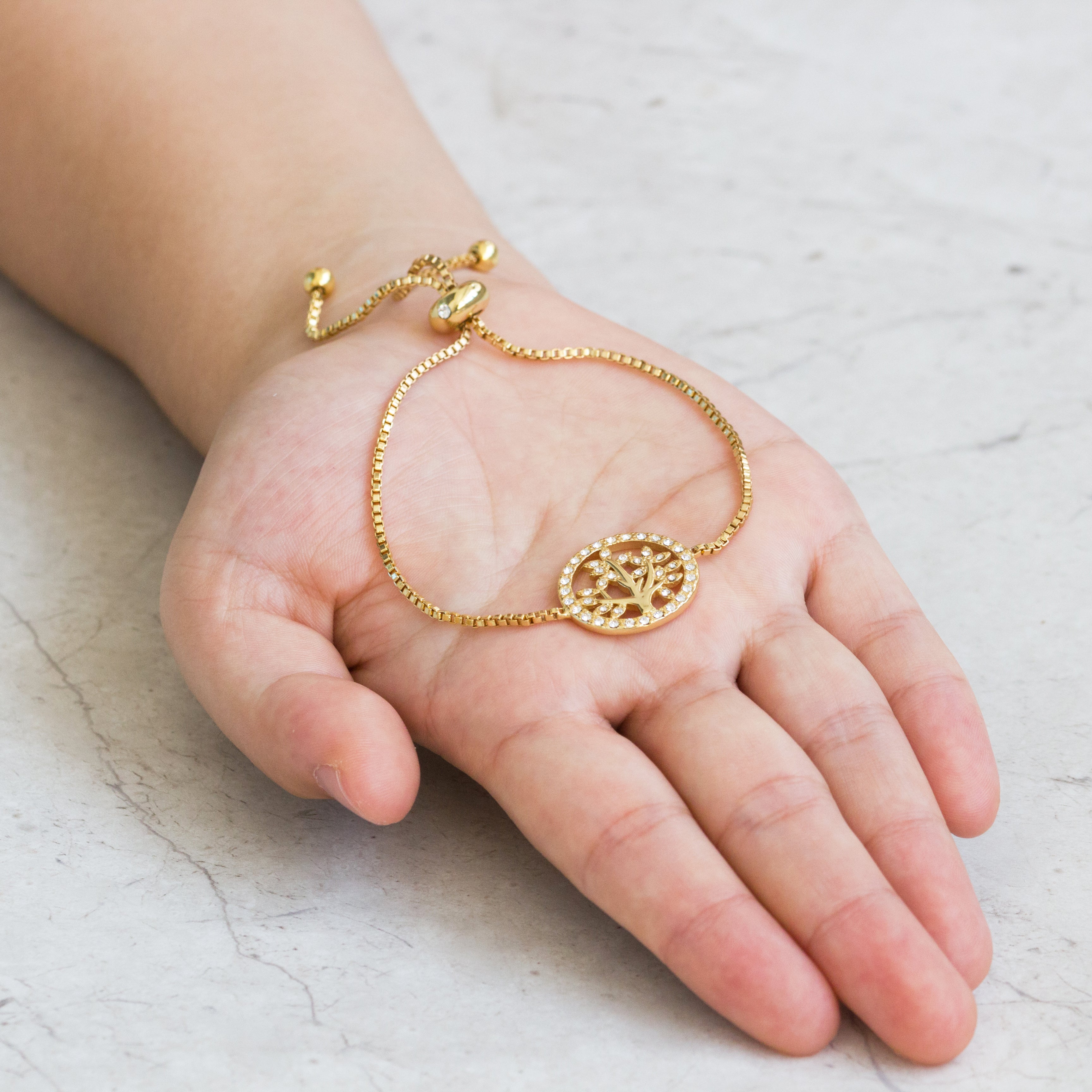 Gold Plated Tree of Life Bracelet Created with Zircondia® Crystals