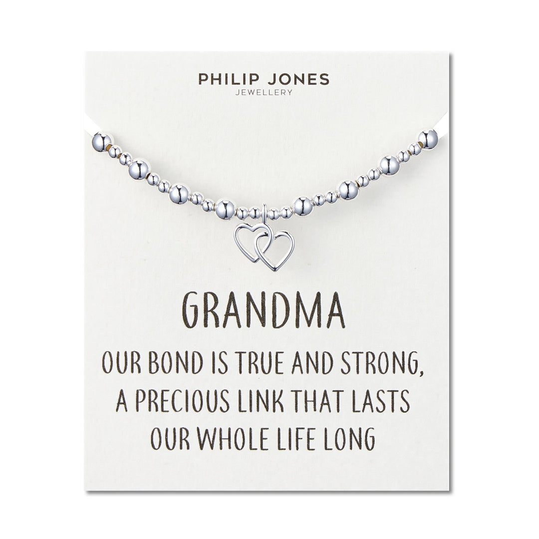 Grandma Heart Link Beaded Stretch Bracelet with Quote Card - Philip Jones