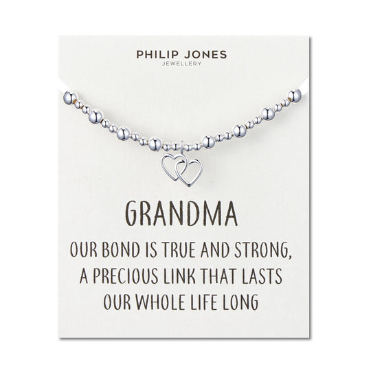 Grandma Heart Link Beaded Stretch Bracelet with Quote Card - Philip Jones