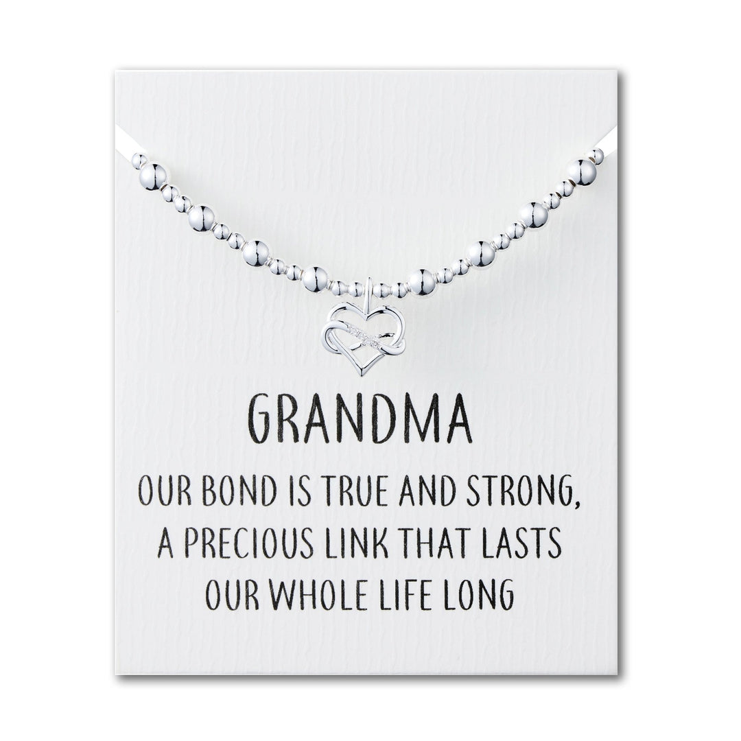 Grandma Infinity Heart Beaded Stretch Bracelet with Quote Card - Philip Jones