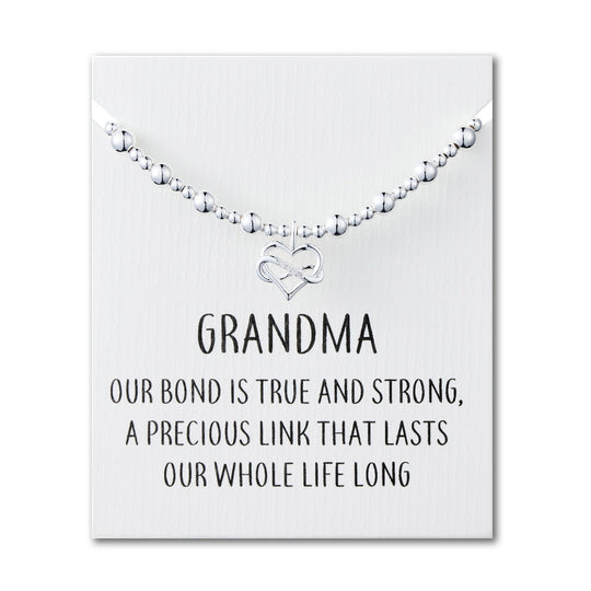 Grandma Infinity Heart Beaded Stretch Bracelet with Quote Card - Philip Jones