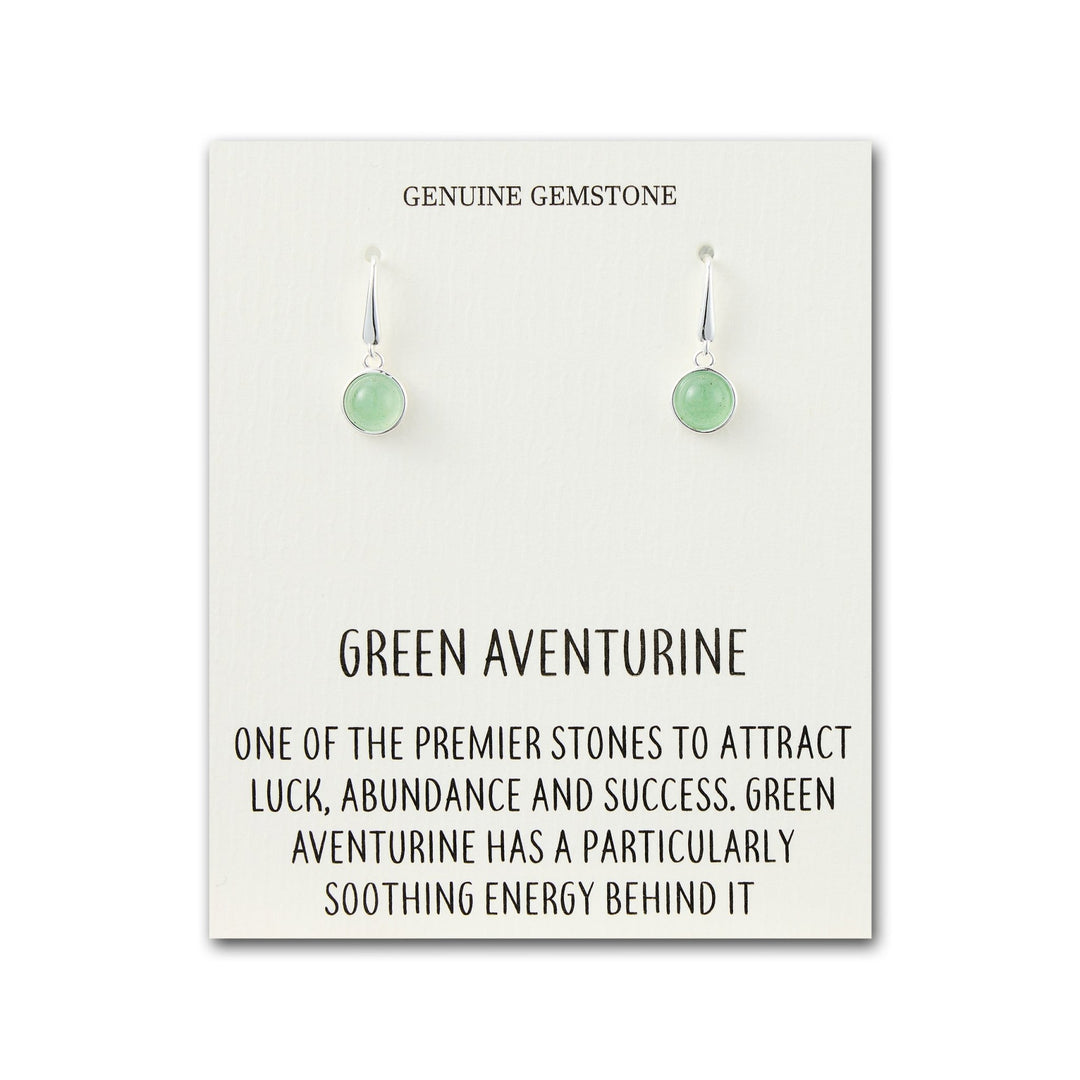 Green Aventurine Drop Earrings with Quote Card - Philip Jones Jewellery