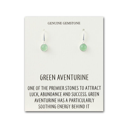 Green Aventurine Drop Earrings with Quote Card - Philip Jones Jewellery