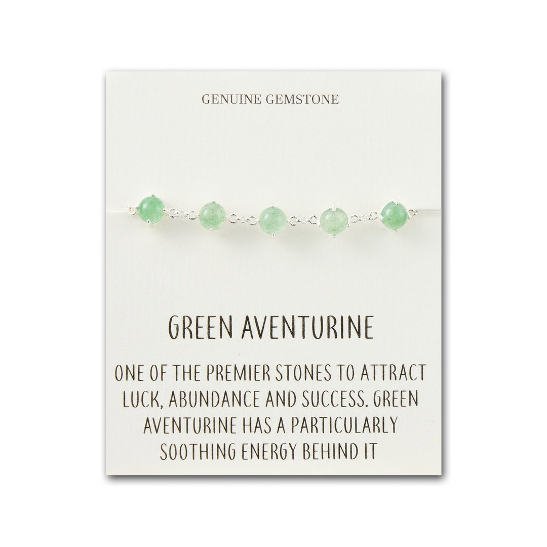 Green Aventurine Gemstone Bracelet with Quote Card - Philip Jones Jewellery