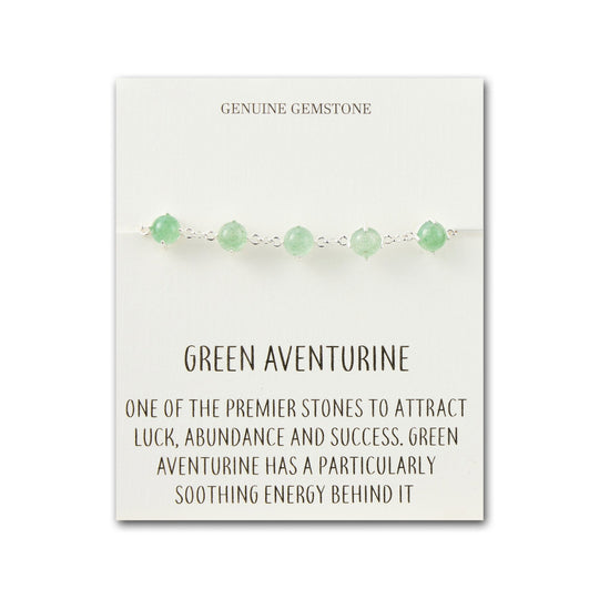 Green Aventurine Gemstone Bracelet with Quote Card - Philip Jones Jewellery