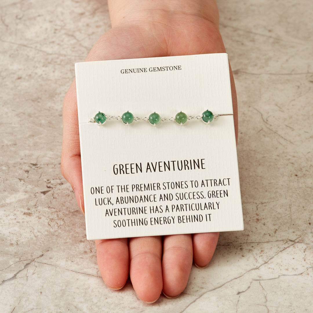 Green Aventurine Gemstone Bracelet with Quote Card - Philip Jones Jewellery