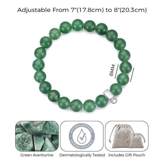 Green Aventurine Gemstone Charm Stretch Bracelet - Philip Jones Jewellery