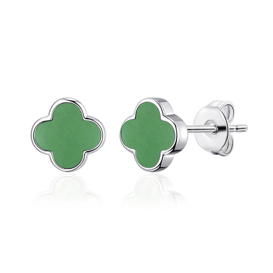 Green Aventurine Gemstone Clover Earrings - Philip Jones Jewellery