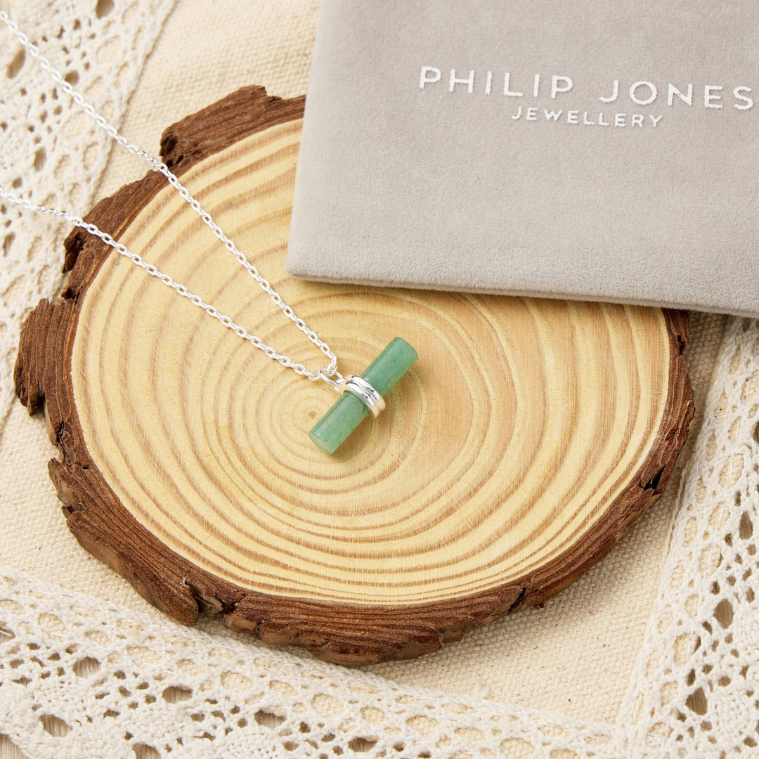 Green Aventurine Gemstone T-Bar Necklace