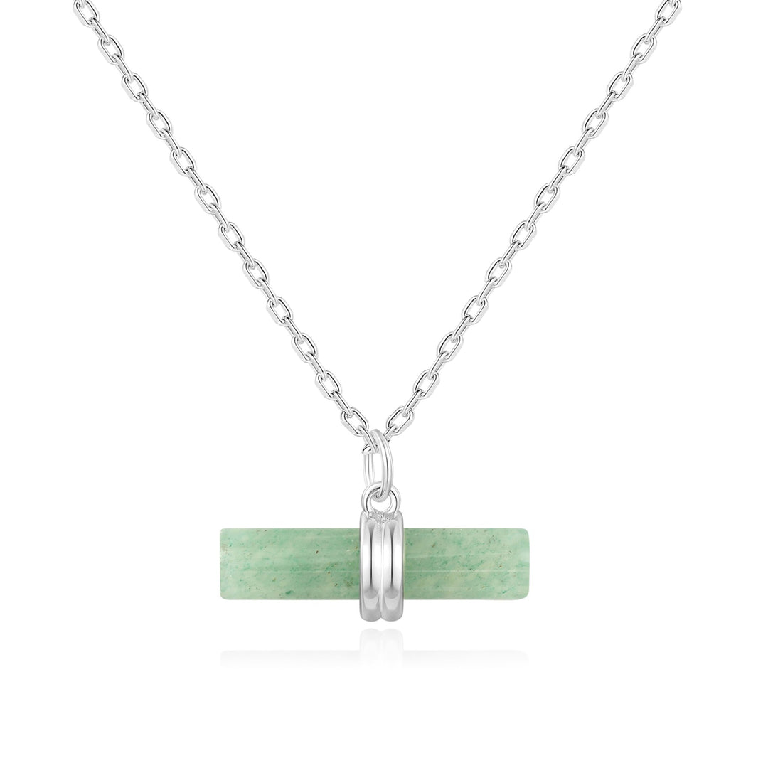 Green Aventurine Gemstone T-Bar Necklace - Philip Jones