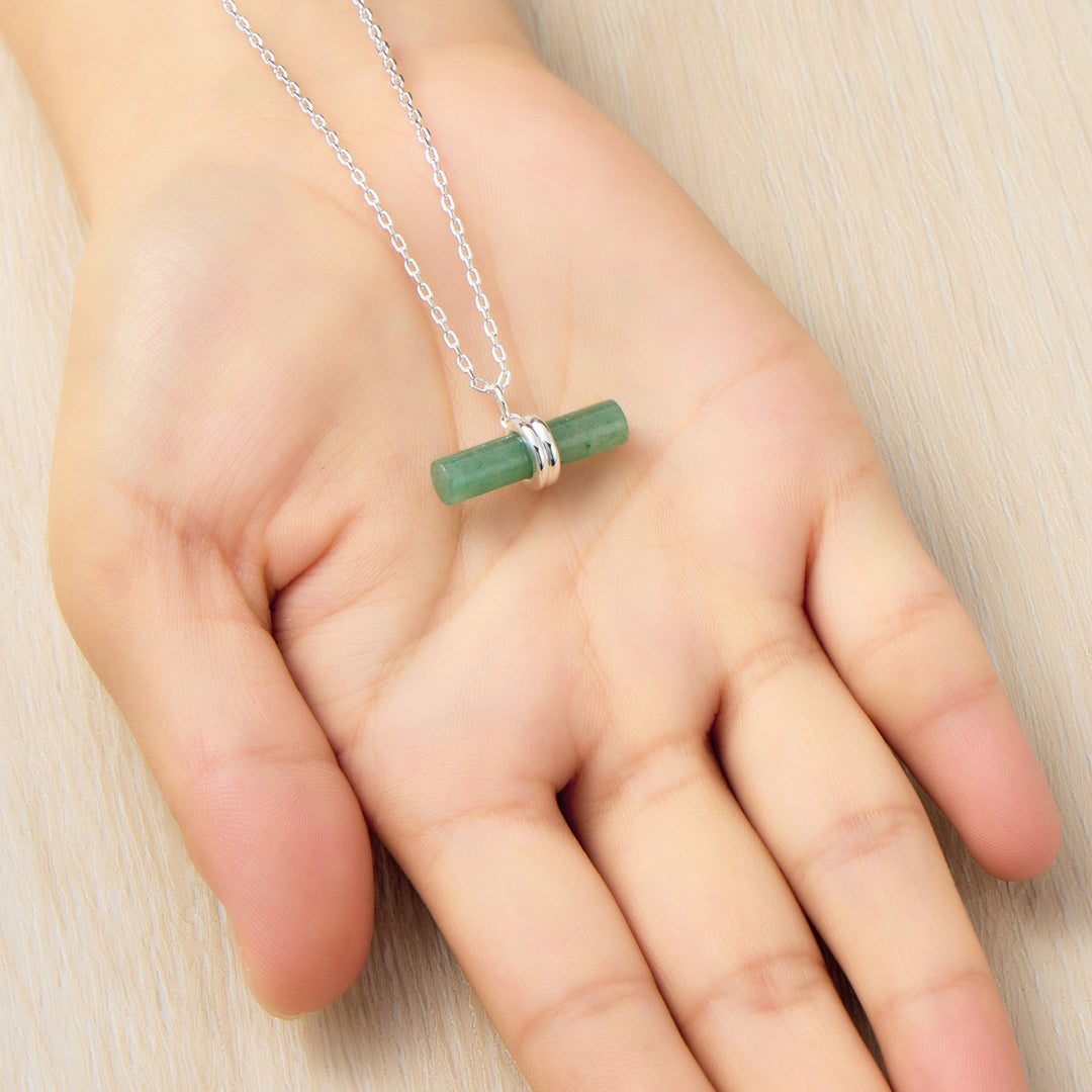 Green Aventurine Gemstone T-Bar Necklace