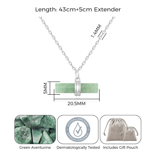 Green Aventurine Gemstone T-Bar Necklace